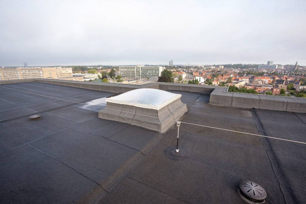 flat roof with skylight
